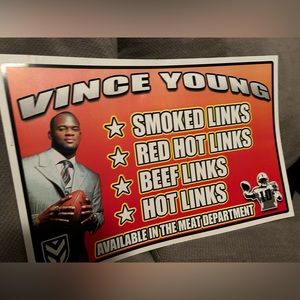 Vince Young Texas longhorn ATX Meat Market Commercial Display Memorabilia